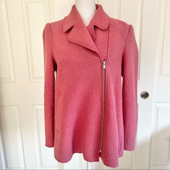 Zara Trafaluc Wool Blend Side Zip Coat Pink Medium - Picture 1 of 9